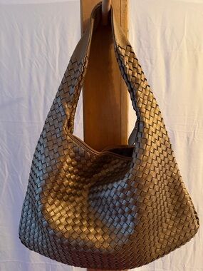 Woven Hobo Shoulder Bag - Bronze